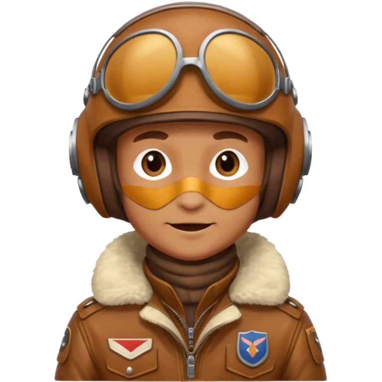 renard aviateur, casque en cuir vintage marron , écharpe blanche, blouson aviateur, emoji
