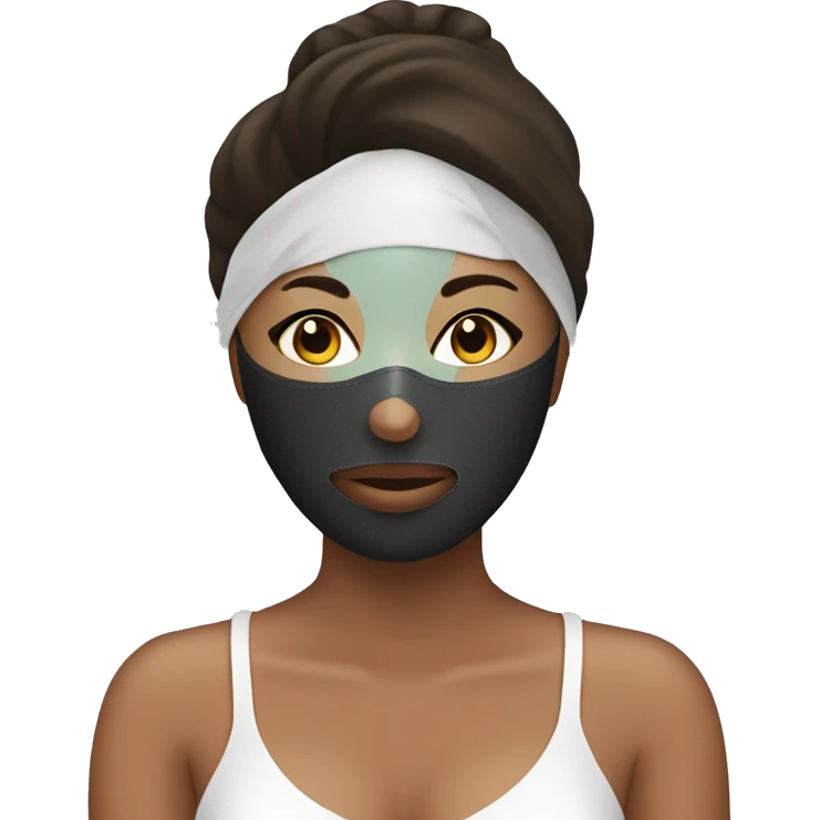 Lady with face mask spa beauty full face relaxing emoji