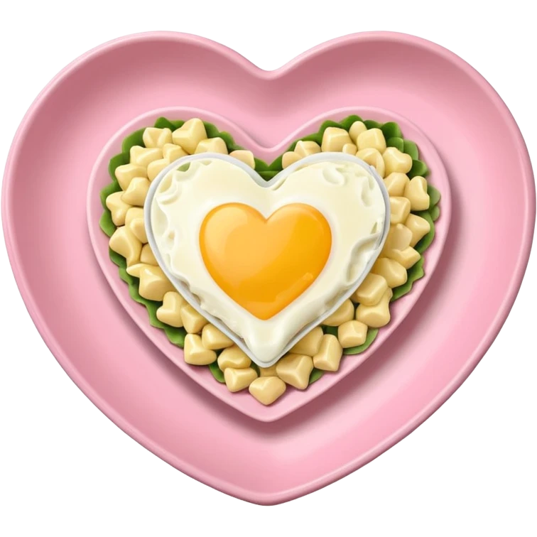 egg salad in a light pink heart shaped plate emoji
