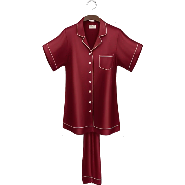 Luxury silk dark red pyjama on hanger emoji