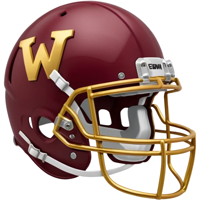 Burgundy and gold W on a football helmet  emoji