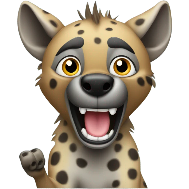 Hyena animal waving with paw  emoji