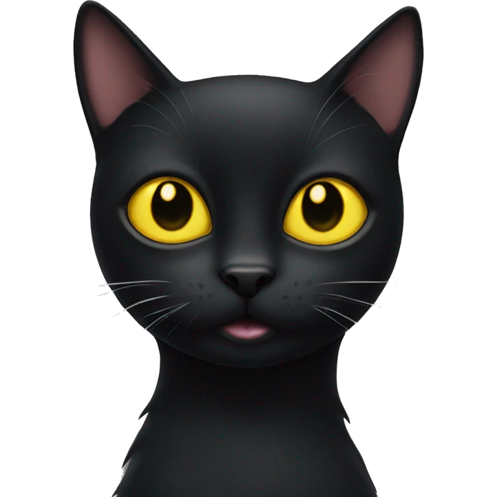 Black cat with yellow eyes plays with a sock  emoji