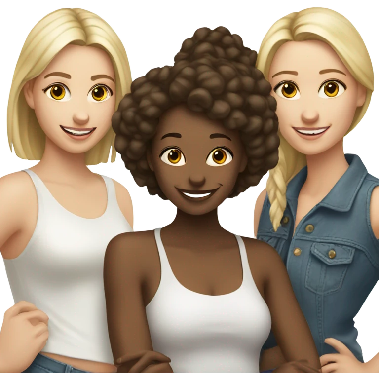 Three female friends not so skinny and they smiled at the photo they all white  emoji