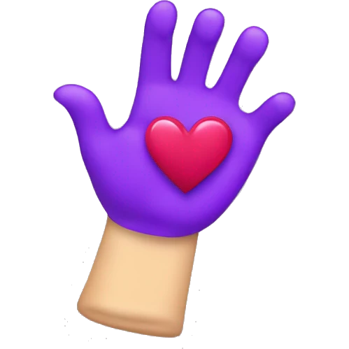 Finger heart with a purple heart above emoji
