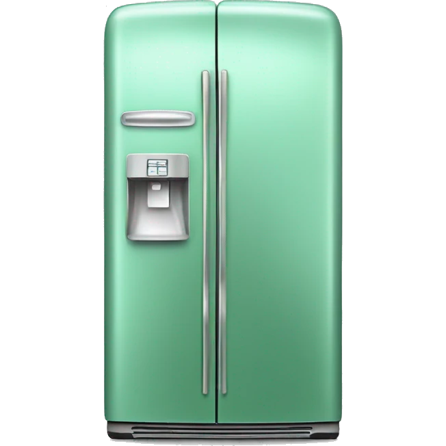 Realistic metallic mint green fridge isolated. emoji