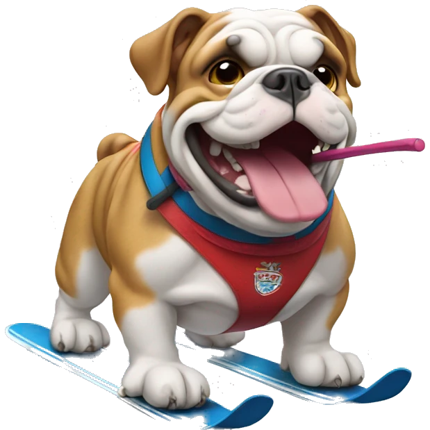 English bulldog skiing emoji
