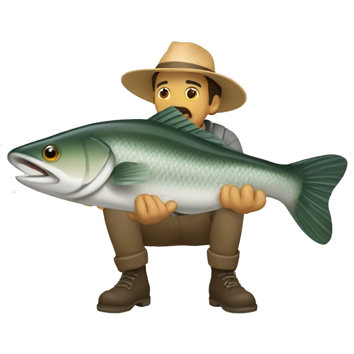 Hombre pescando truchas emoji