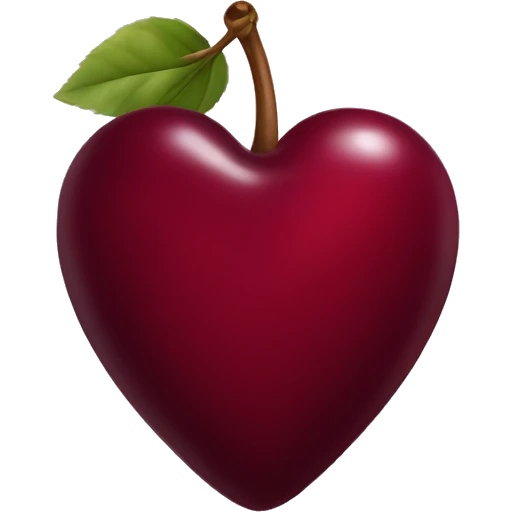burgundy heart shaped cherries  emoji