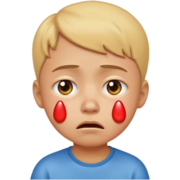 sad child with big tears on face, apple style emoji emoji