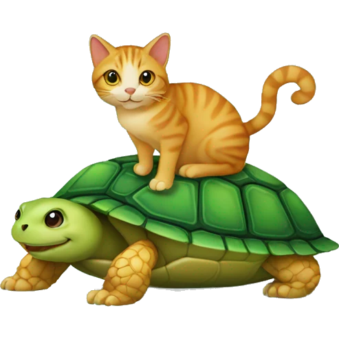 Cat setting on turtle emoji