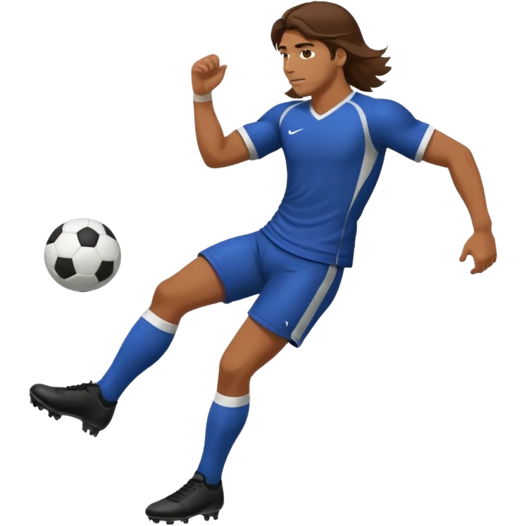 Long Haired Football Players, Male player with long hair kicking ball emoji