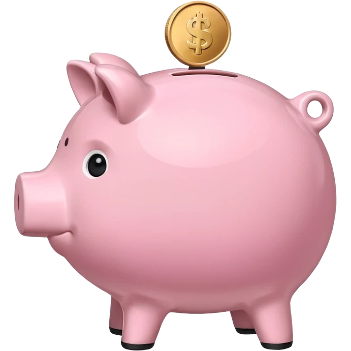 A piggy bank with a coin being inserted, symbolizing company pension savings. Minimalist, clean emoji design. emoji