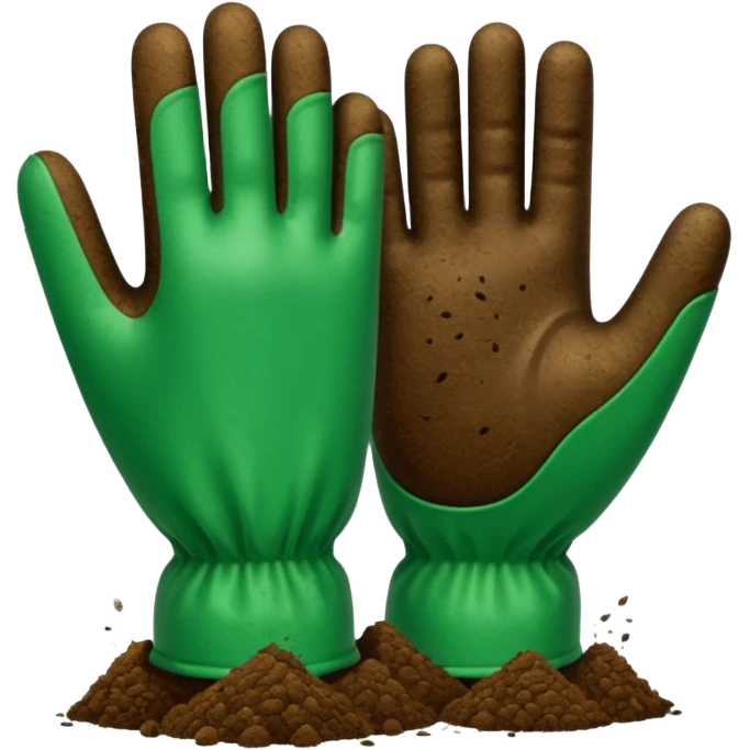 green gloves gardening with dirt emoji