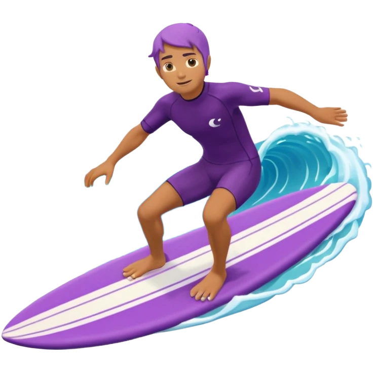 glitter surfer purple surf in wave ocean cian emoji