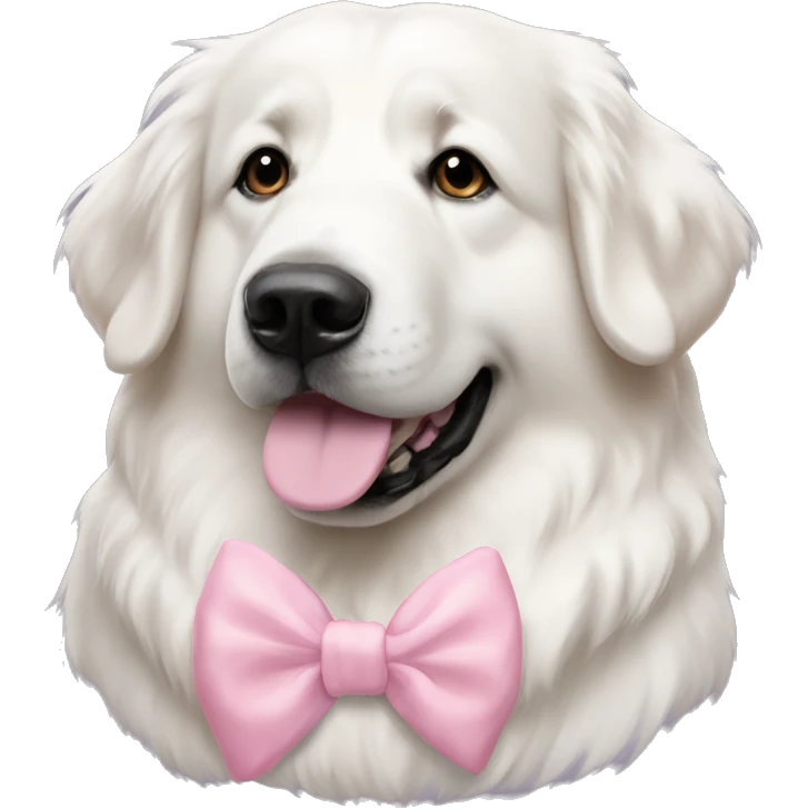 Great Pyrenees with a light pink hair bow emoji