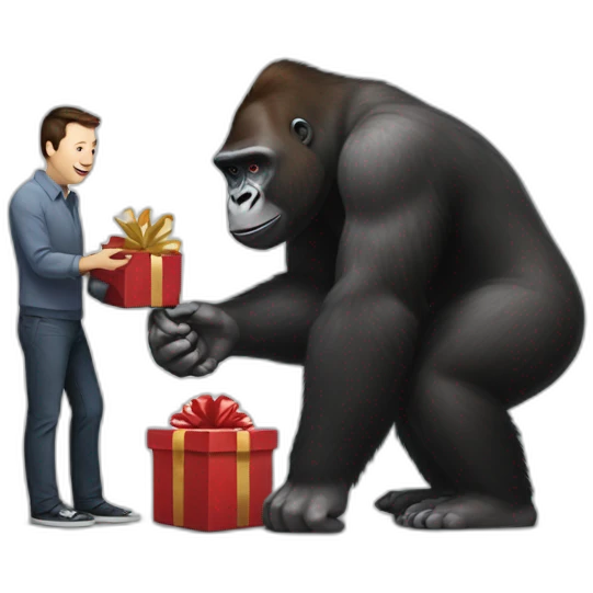 Gorilla giving a gift to Elon musk emoji
