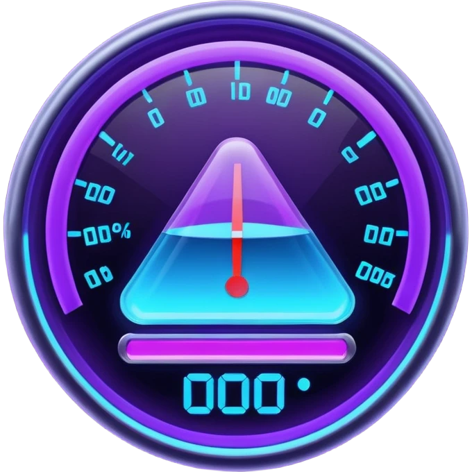 a futuristic percentage meter measuring capacity, neon colors emoji