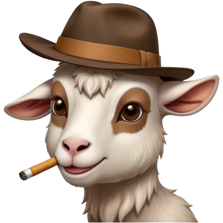 Goat smoking a cigarette wearing a fedora  emoji