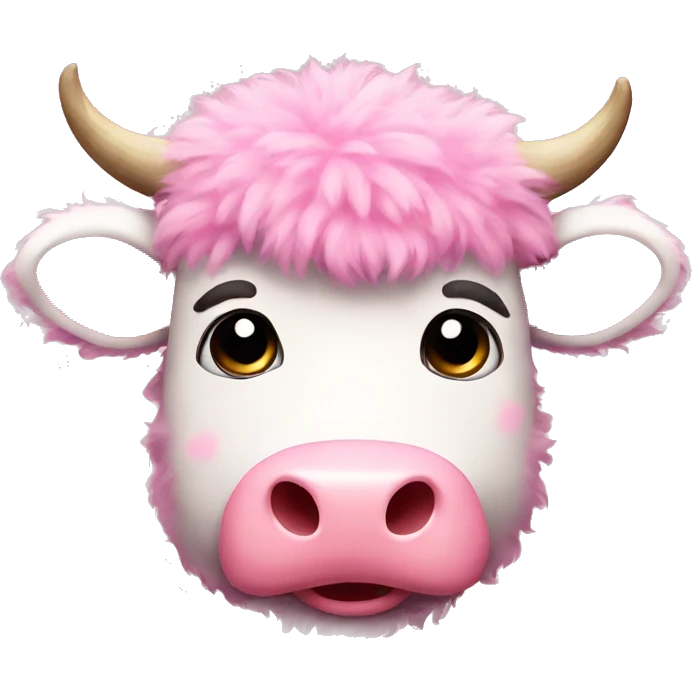 Pink fluffy cow  emoji