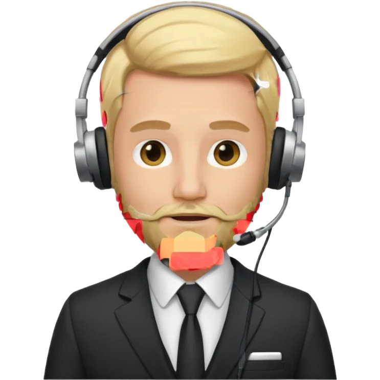 a sales agent with headphones and beard blonde hair emoji