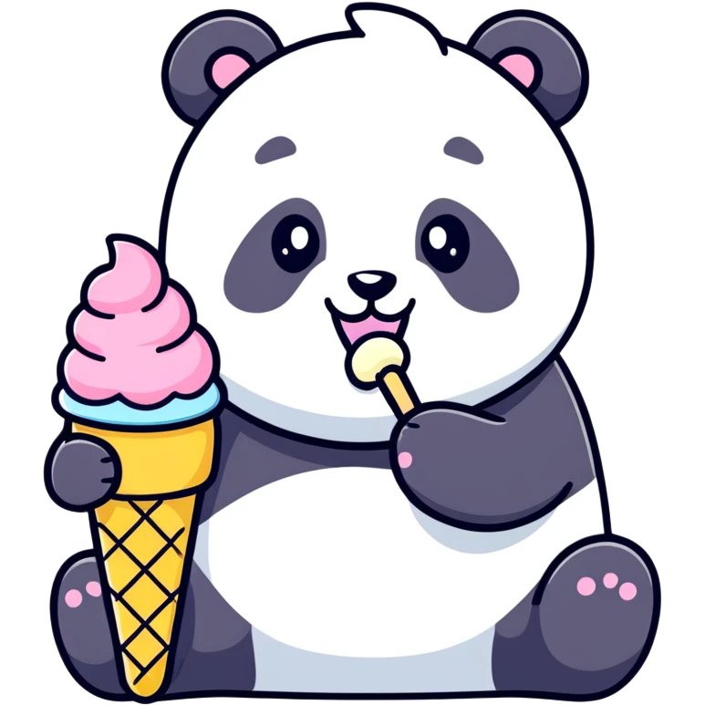 Panda eating ice cream emoji