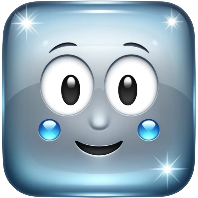 Sparkly glossy silver glass square emoji