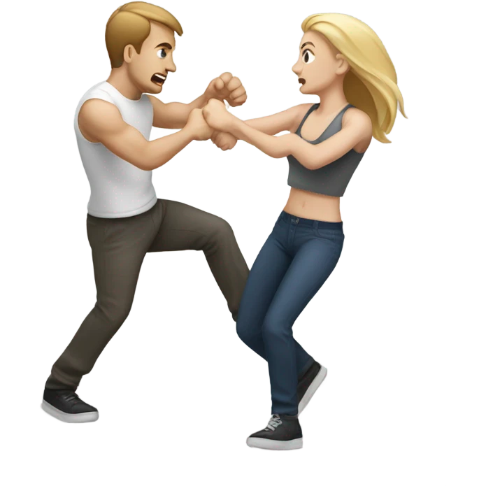 White female and white male fighting emoji