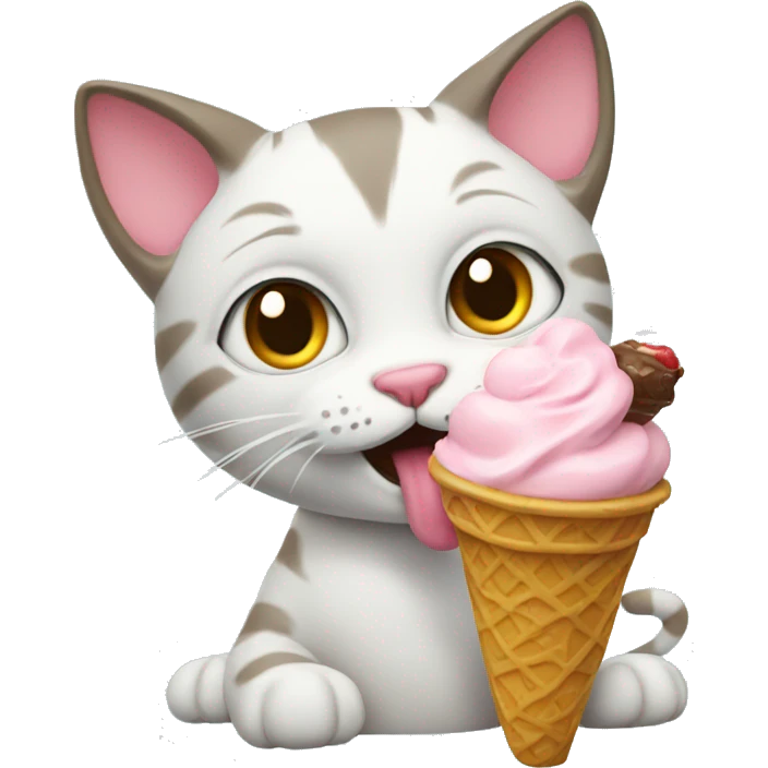 Cat eating ice cream emoji
