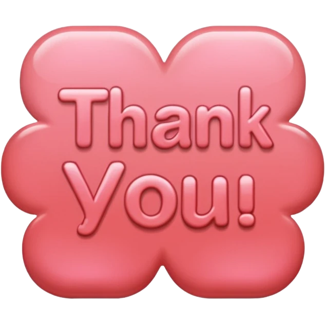 the words thank you in coral pink emoji