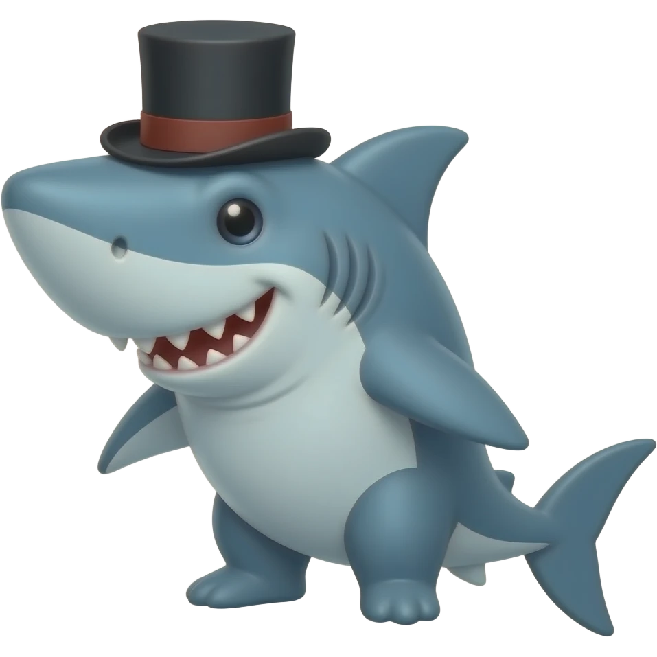 Shark with a top hat emoji