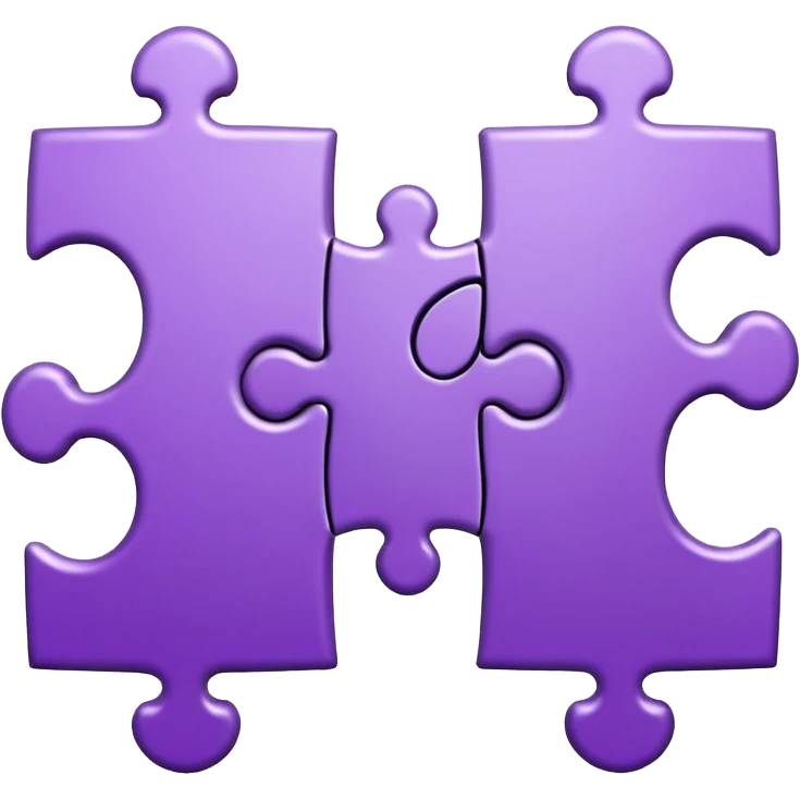 Create an icon of a puzzle for "Featured Projects" on a dark background #22223B. Show exactly 4 puzzle pieces connected together, with the 4th piece slightly separated and in the process of being placed. The puzzle pieces should be shades of purple that harmonize with the background emoji