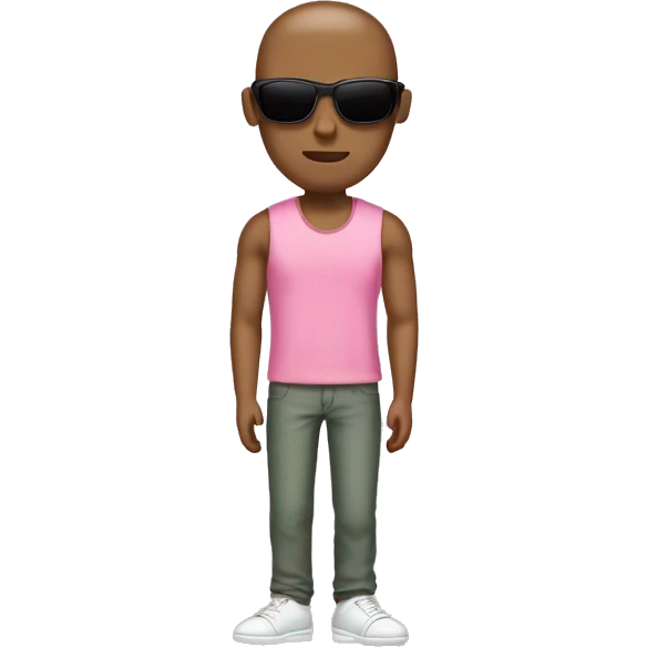A man light brown man with pink shirt wiht no sleeves and light green shot and white shoes and dark sunglasses emoji