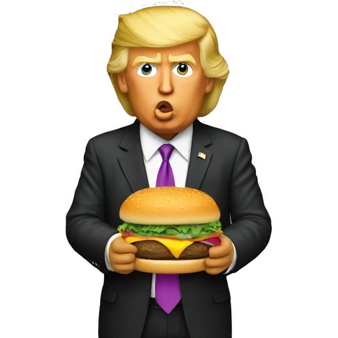 trump eating burger with pride flag emoji