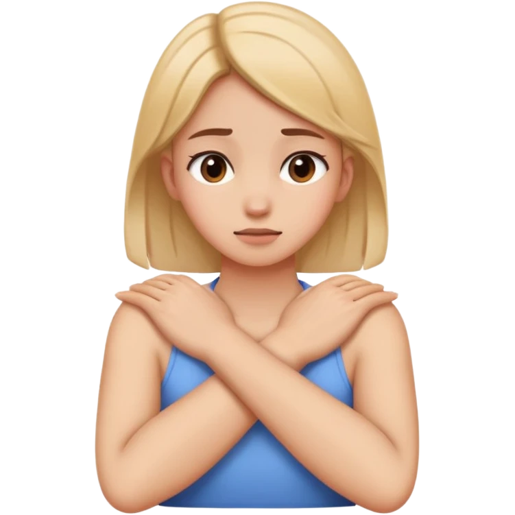 Girl grabbing her own neck with her hands crossed emoji