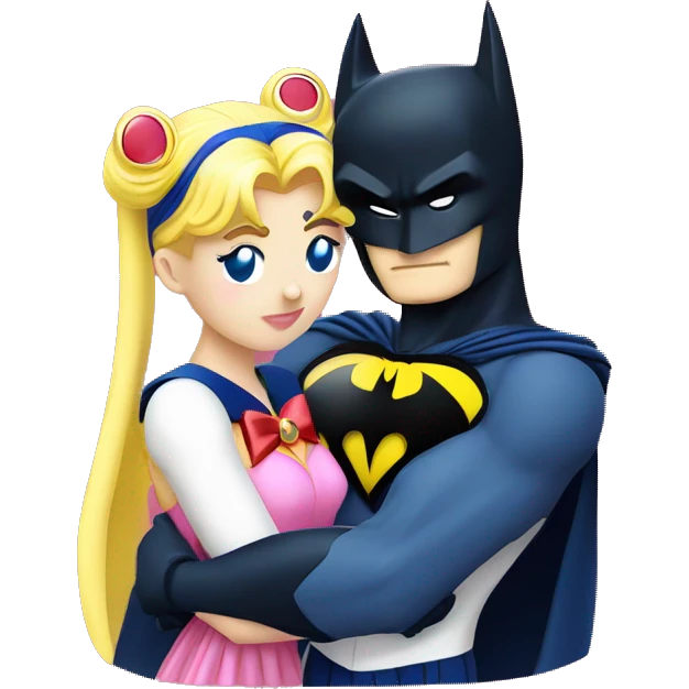 Sailor moon hugs batman emoji