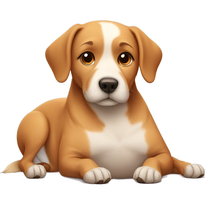Dog lying on pregnant belly emoji