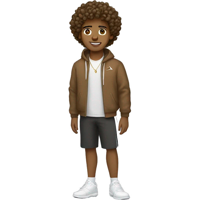 Brown male, curly hair,vv necklace,Nike shoes  emoji