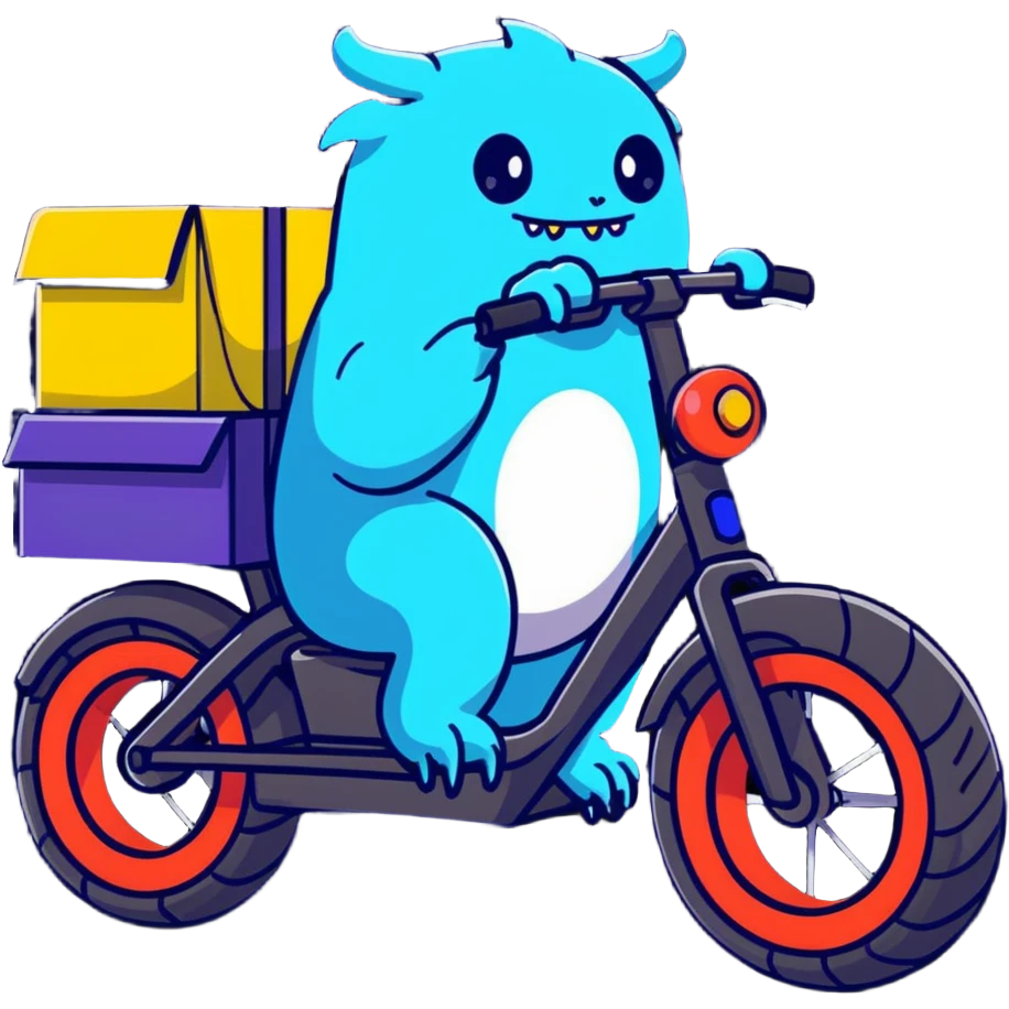 Robust Chinese Monster e-bike for food delivery with insulated food box, chunky tires, large battery emoji
