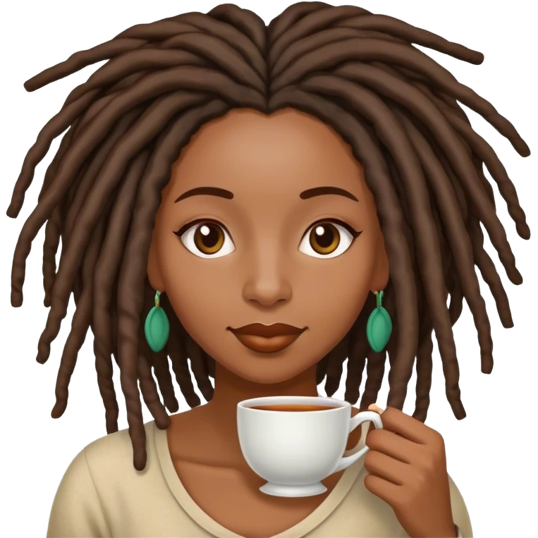 Black woman with locs having tea emoji