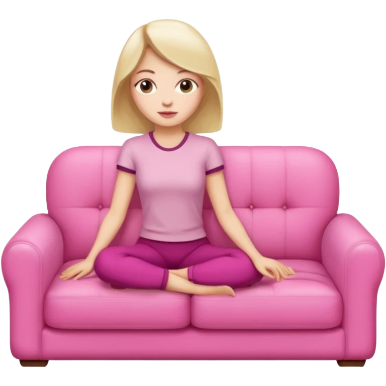 side view of woman sitting on sofa - make sofa pink emoji
