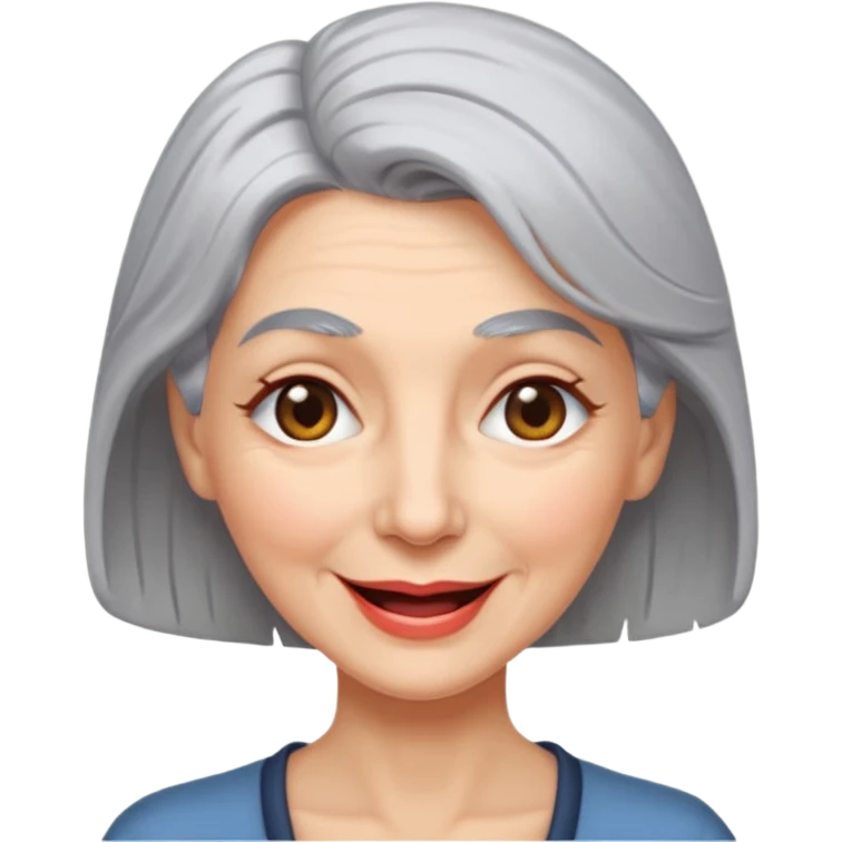 grey haired lady, winking emoji