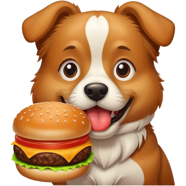 Dog eating burger emoji