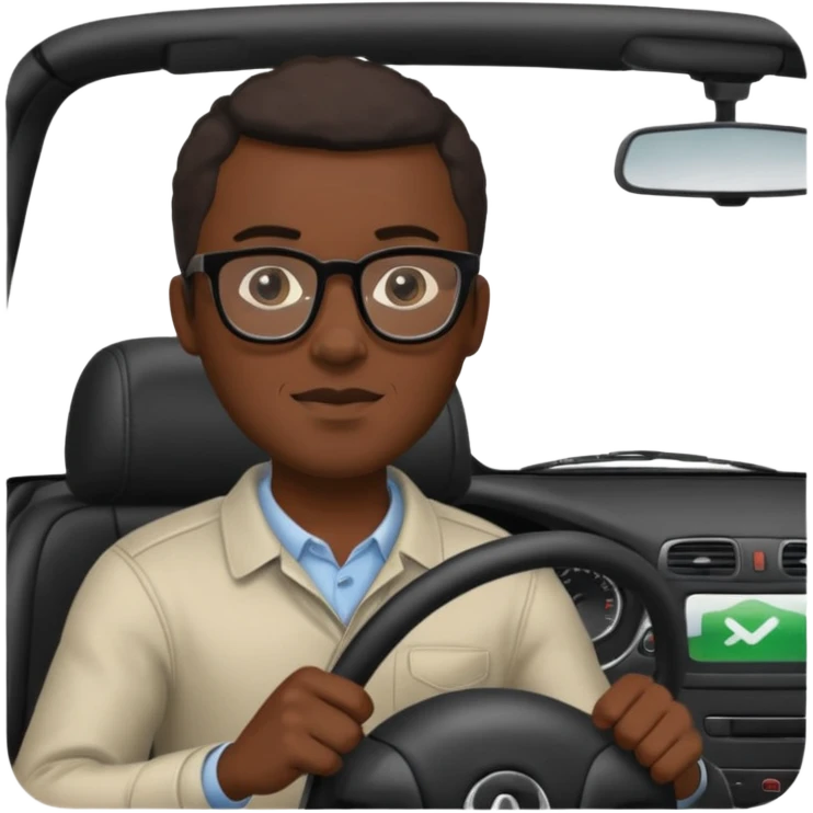 hombre negro con lentes conduciendo emoji