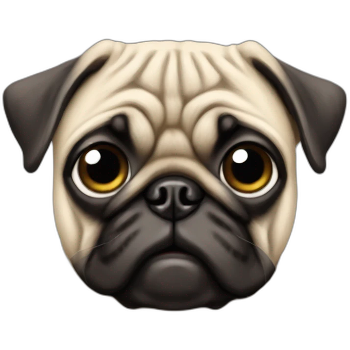 pug wearing a t-shirt emoji