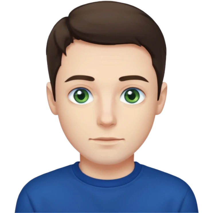 male , blue/green eyes , pale skin , brunette hair , dark blue sweatshirt emoji
