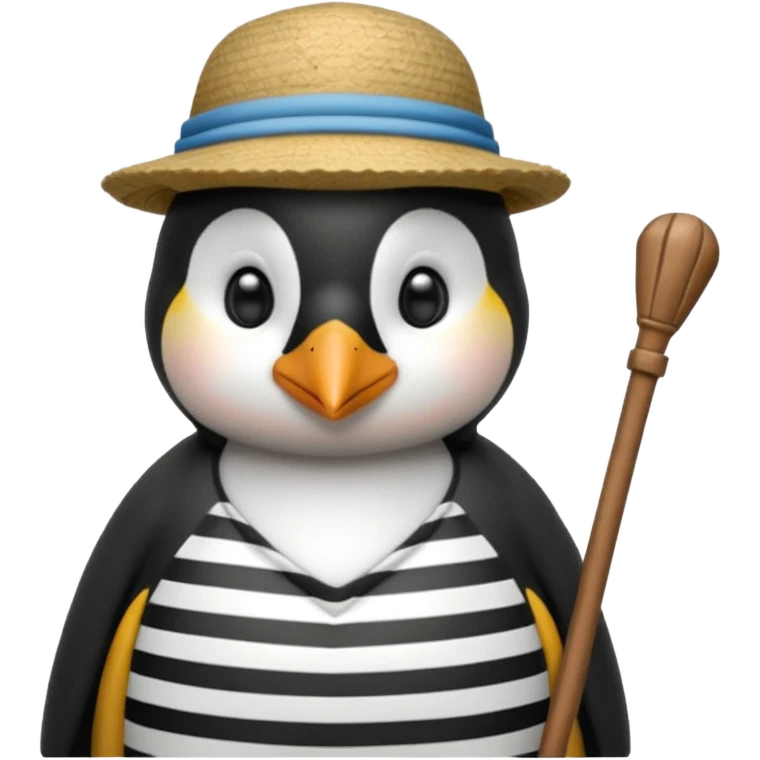 penguin wearing gondolier striped shirt and hat emoji