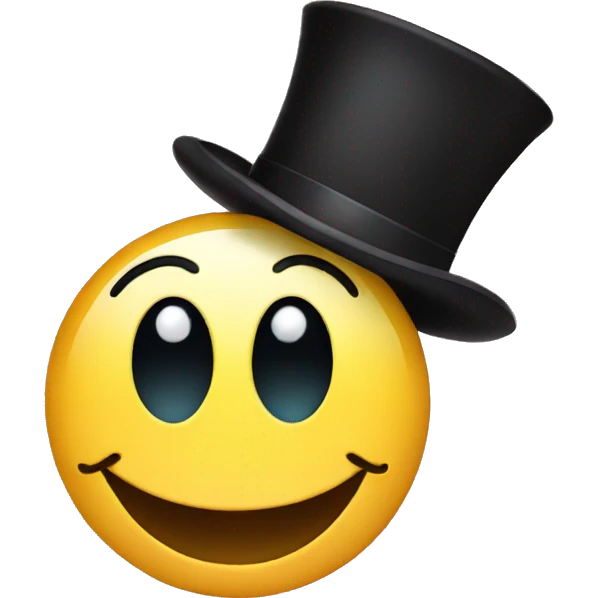 A smiley face with a top hat with long eyes emoji
