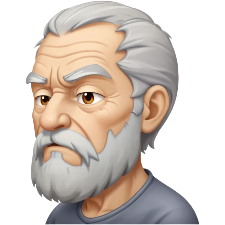 old angry man in profile view with gray hair and long beard emoji