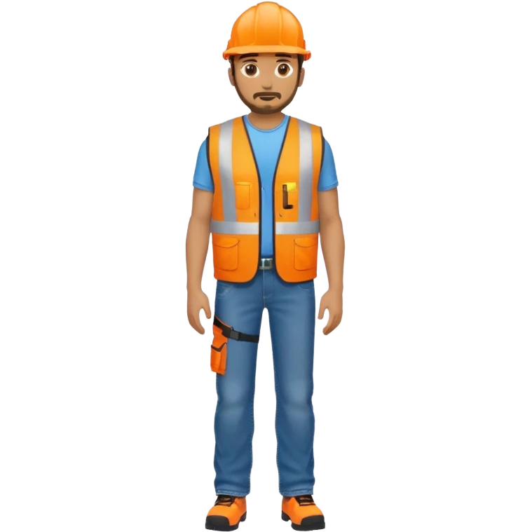 man in orange hi vis vest and jeans, standing full body emoji